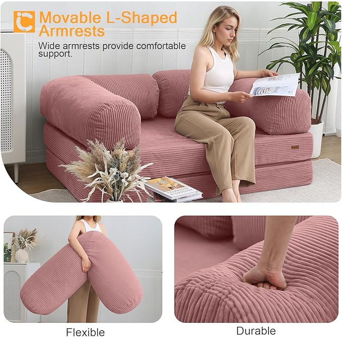 COMAX Folding Sofa Bed Queen, 4-in-1 Convertible Foldable Floor Couch Futon Sofa - Image 7