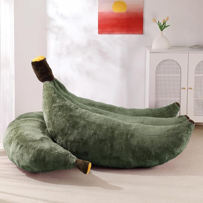 Banana Bean Bag Chair with Ottoman, Floor Sofa Bed with Footrest, Comfy - Image 7