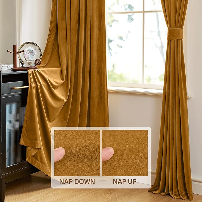 StangH Mustard Gold Velvet Fall Curtains - Image 4