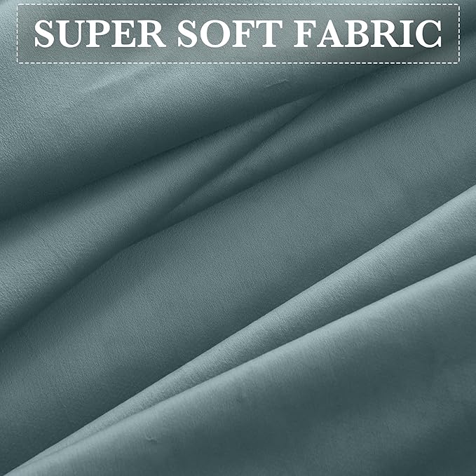 RYB HOME 100% Blackout Blue Velvet Curtains 90 inches Long, Back Tab Thermal - Image 6