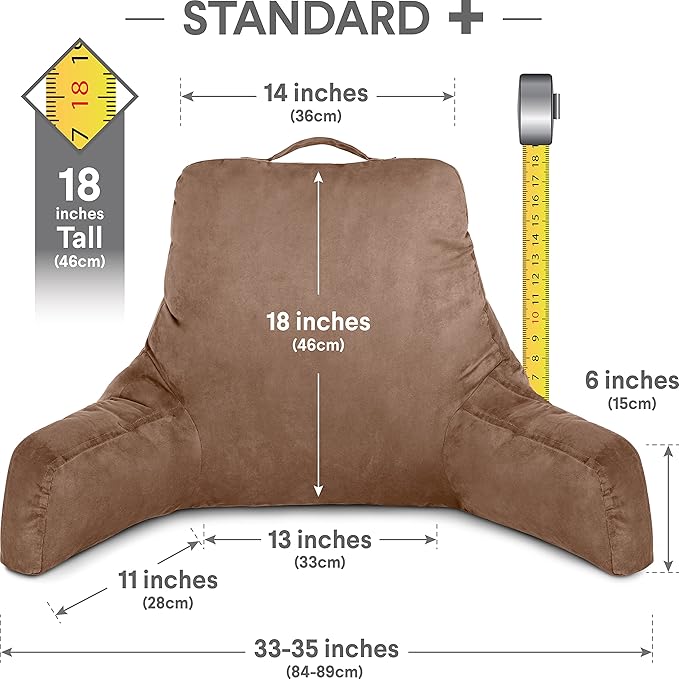 Husband Pillow Aspen Saddle Brown, Reading Pillow Bed Rest Chair, Two-Sided - Image 4