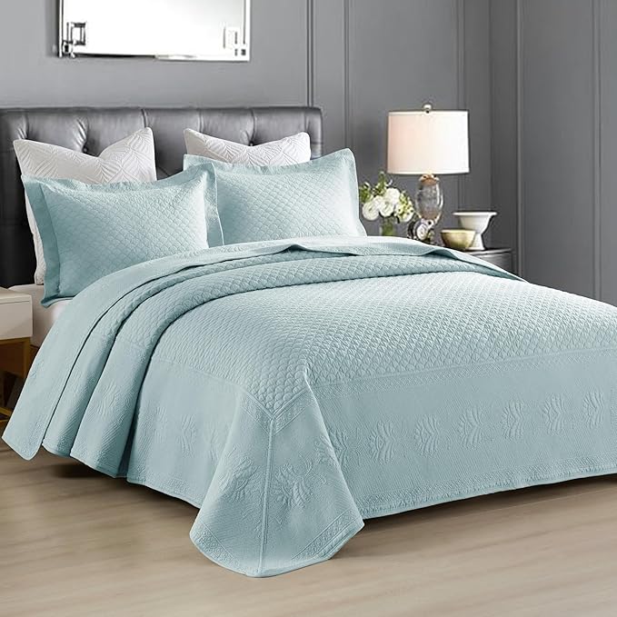 MarCielo 3-Piece 100% Cotton Oversized Bedspread Lightweight Quilt Coverlet - Image 4
