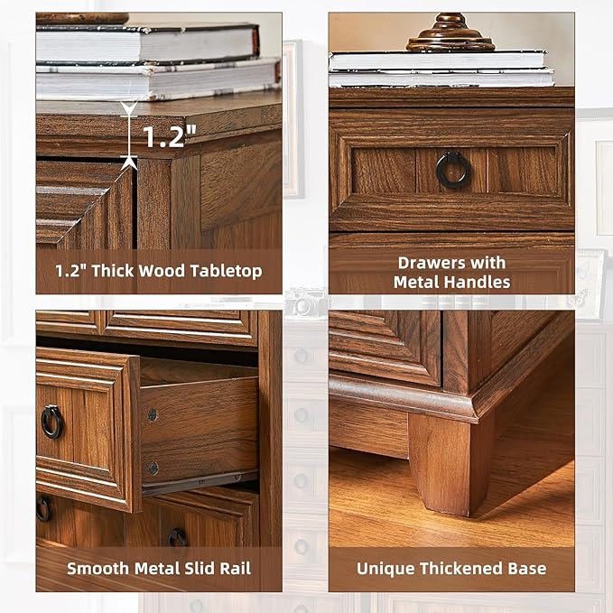 Farmhouse 6 Drawer Dresser for Bedroom, Rustic Wood Dresser - Image 5