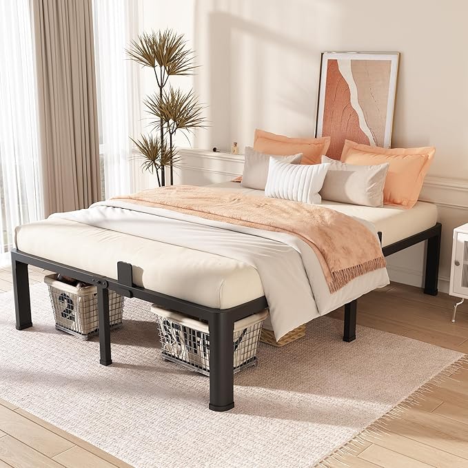 FUIOBYVV Queen Bed Frame with Round Corner Edge Legs 16 inch High 3500 lbs - Image 2
