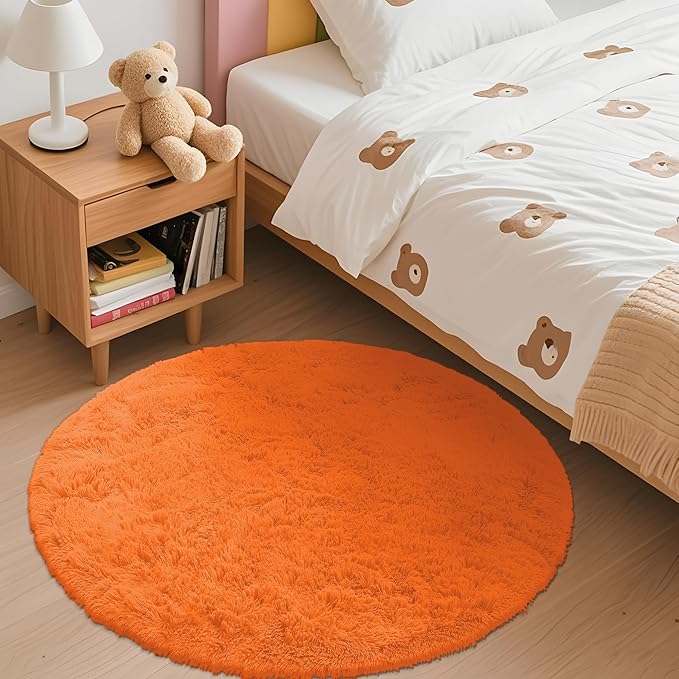 OLANLY Orange Round Rugs for Bedroom - Image 2