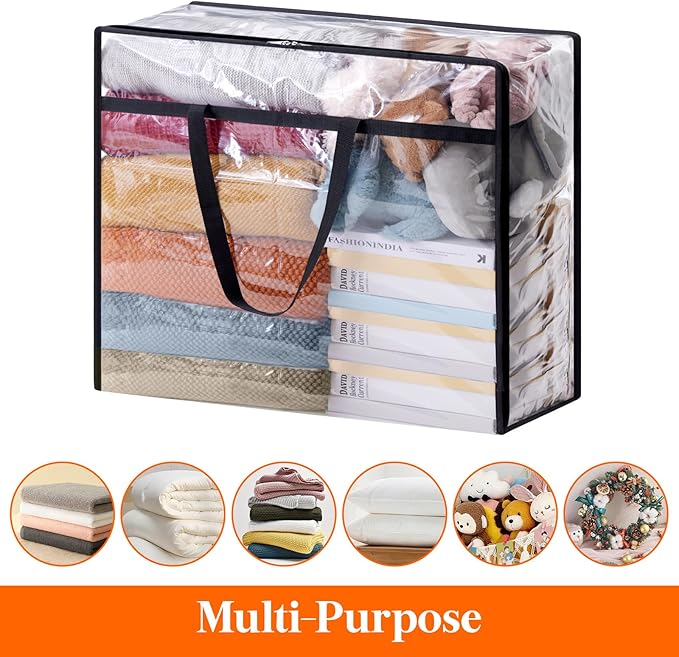 Lifewit 110L Large Clear Clothes Storage Bags, 3 Pack Plastic Vinyl Foldable - Image 4