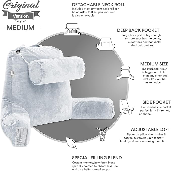 Husband Pillow Medium Light Grey, Backrest - Image 5