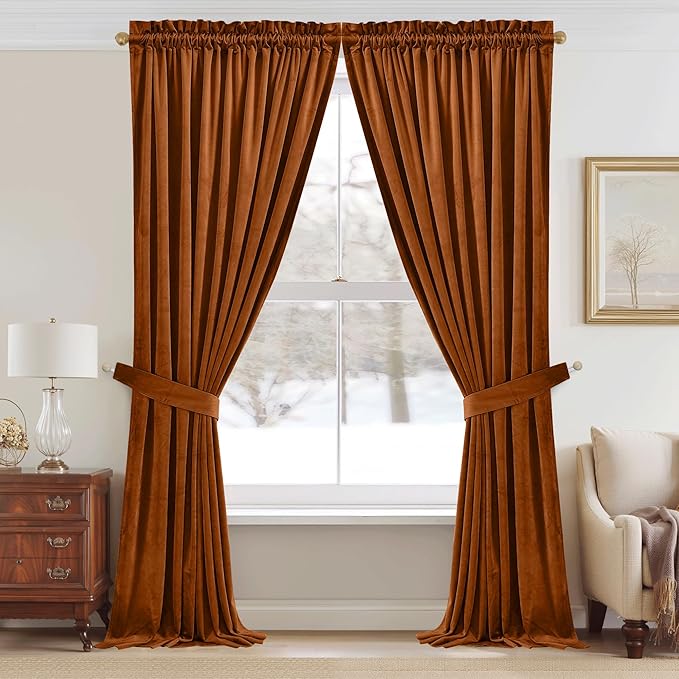 StangH Burnt Orange Velvet Curtains - Image 2