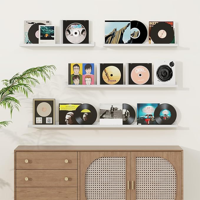 Fun Memories Picture Ledge Shelf, Solid Pine Wood Floating Shelves Set of 4 - Image 3