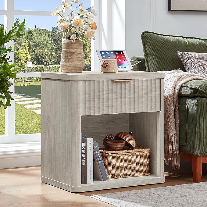 LEYAOYAO 23" Wide Fluted Farmhouse Night Stand Set of 2 - Image 3