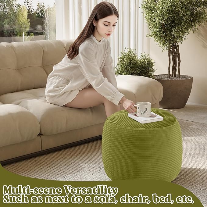 MeMoreCool Stuffed Round Pouf Ottoman Foot Rest, Floor Pouf Foot Stool - Image 6