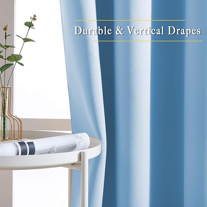 NICETOWN Room Darkening Blue Curtains 102 inches Long 2 Panels, Grommet Thermal - Image 5