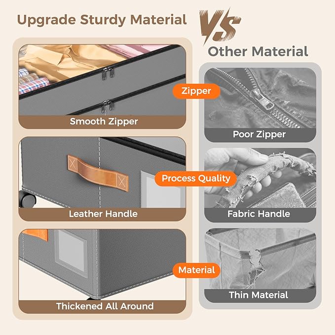 Under Bed Storage with Wheels, Large Capacity UnderBed Containers with Clear - Image 4