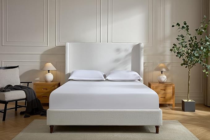 Upholstered Bed Frame with 54'' Nail Head Decorative Wing Back, Hand Buttoned by Unknown