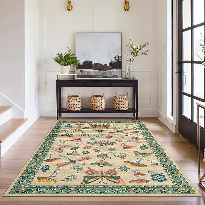 Mushroom Insect Washable Rug 5x7 Area Rugs - Image 2