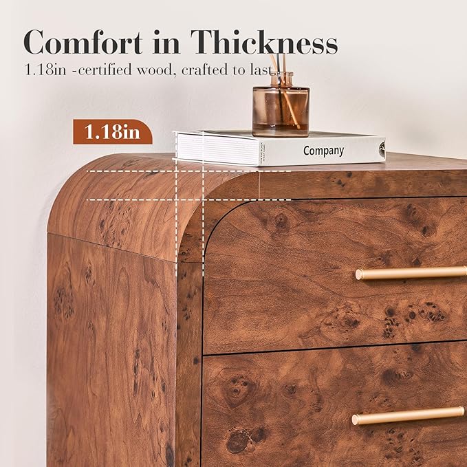 Farmhouse Nightstand, 23.5" Curved Modern Night Stand - Image 5