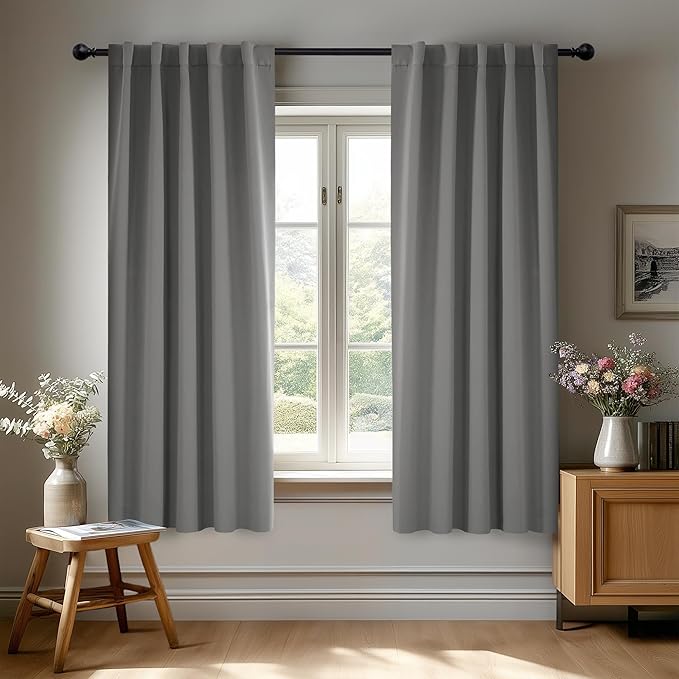 Deconovo Blackout Curtains, Thermal Insulated, W42 x L63 2 Panels, Back Tab by Deconovo