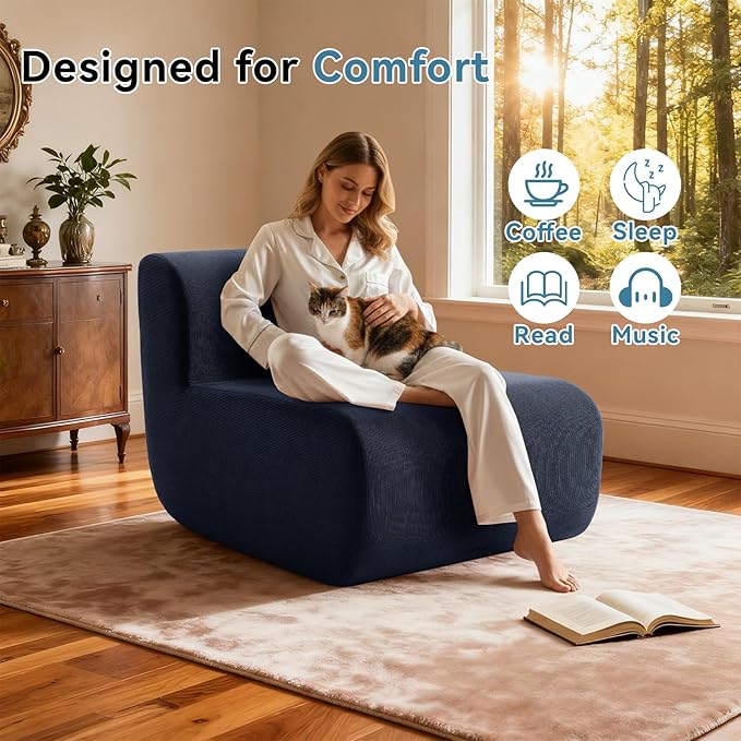 Single Boneless Chairs, Fireside Beanbag Chair Upholstered Cloud Sofa Chair - Image 3