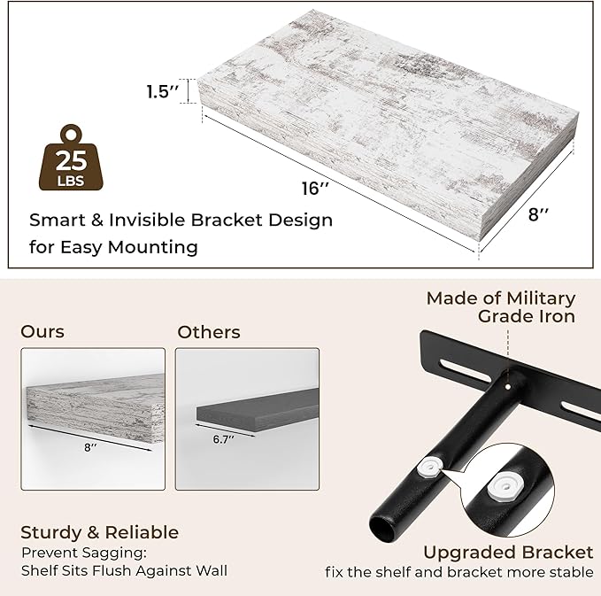 RICHFOCUS 16Inch Floating Shelves - Image 3