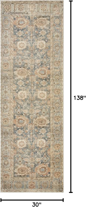 Loloi Margot Collection MAT-03 Ocean/Spice 2'-6" x 11'-6" Runner Rug feat. - Image 2