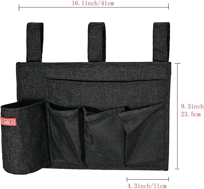 Zafit Linen Bedside Caddy, Bedside Storage Organizer - Image 3