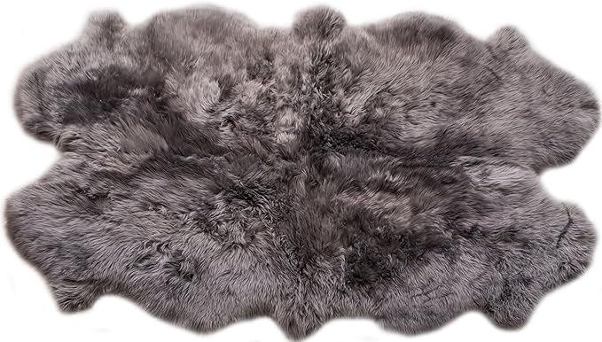 Premium Gray Sheepskin Rug Genuine Quad 4x6ft Pelt Fluffy Fur Rug - Image 9