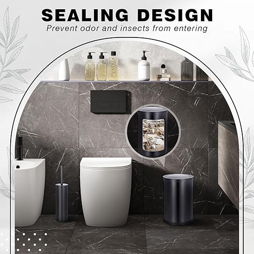 Maxdot 2 Pcs Black Bathroom Trash Can - Image 4