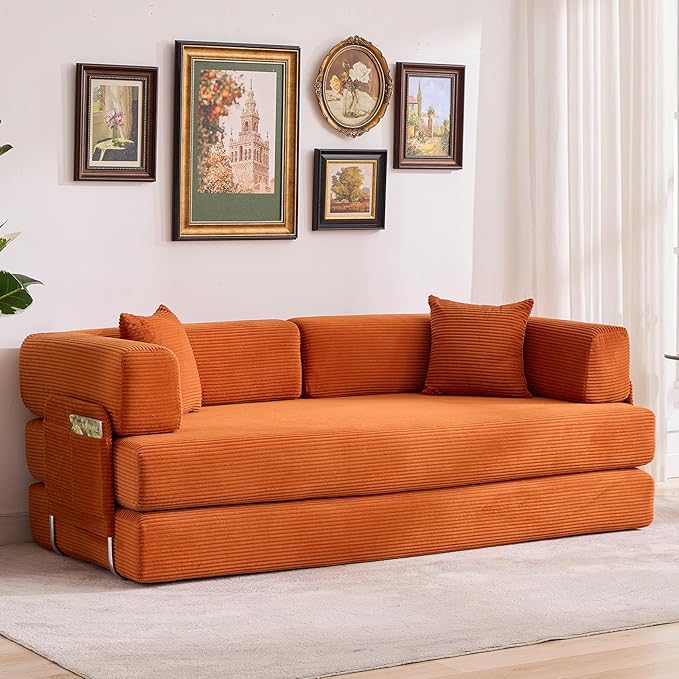 Garvee 5-in-1 Convertible Sofa Bed, 78.8" Modular Corduroy Sleeper by Garvee