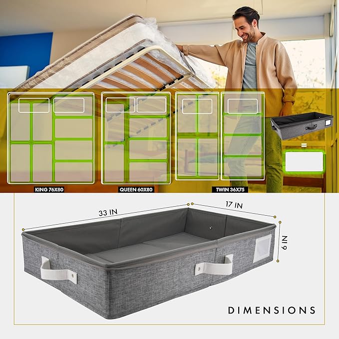HOMELUX THEORY 2pc Under Bed Storage Containers, Bedroom Under the Bed Drawer - Image 2