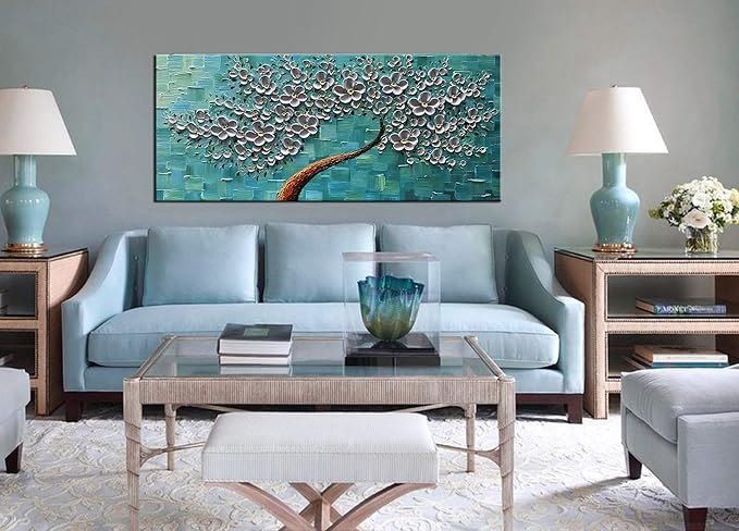 YaSheng Art - 24x60inch Large Wall Art Flowers Oil Painting On Canvas Texture - Image 3