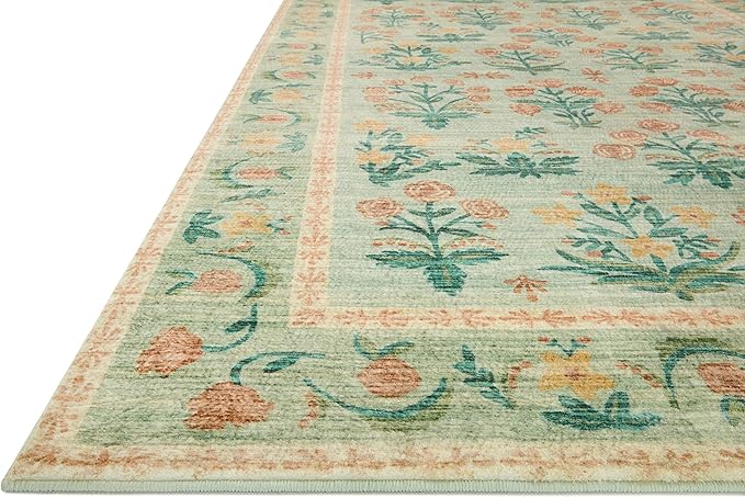 Loloi Rifle Paper Co. Eden Collection EDE-01 Mughal Rose Moss 5'-0" x 7'-6" - Image 4