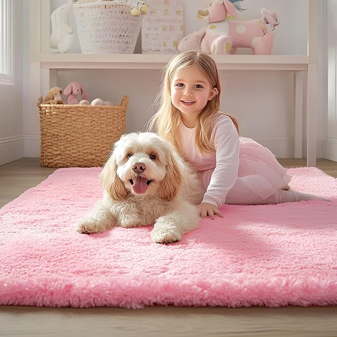 OLANLY 3x5 Machine Washable Small Bedside Rug, Soft Fluffy Shaggy Rugs - Image 3