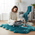 Beach Blue Genuine Sheepskin Rug 4x6 ft, Real Fluffy Quad Pelt Fur Area Rug by SuperAreaRugs