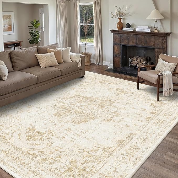 9x12 Vintage Washable Area Rugs Boho Medallion Large Distressed Retro Accent - Image 2