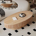 Oval Coffee Table with Storage, Modern Wooden Coffee Table with Solid Wood by FGXJY