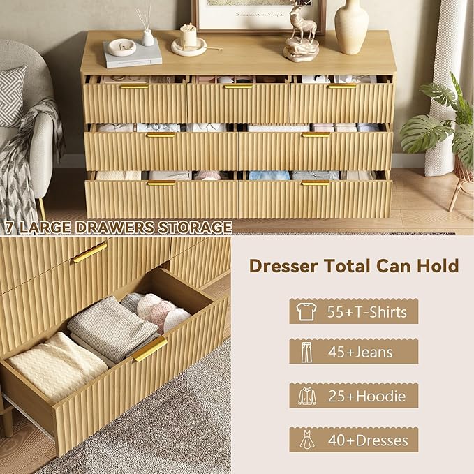 CARPETNAL Fluted 7 Drawer Dresser - Image 3