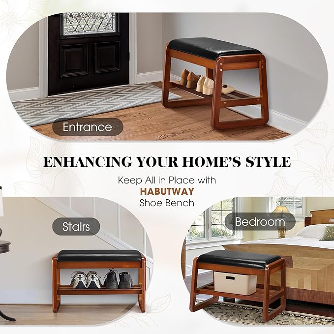 HABUTWAY Solid Wood Shoe Rack - Image 5