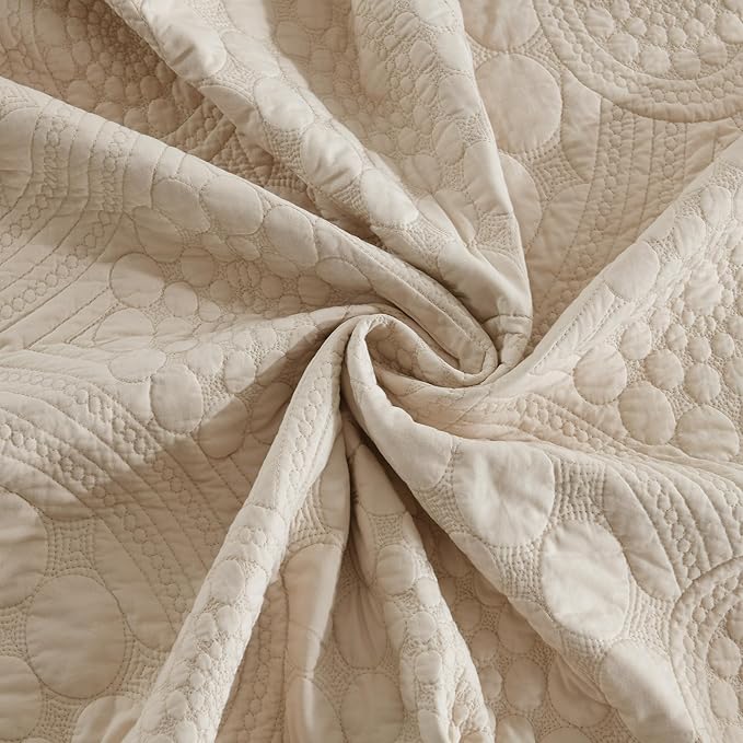 MarCielo 3-Piece 100% Cotton Oversized Bedspread Lightweight Quilt Coverlet - Image 6