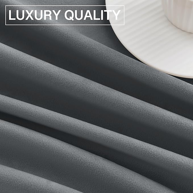 StangH Grey Velvet Curtains 84 inches Room Darkening Window Curtain Drapes - Image 8