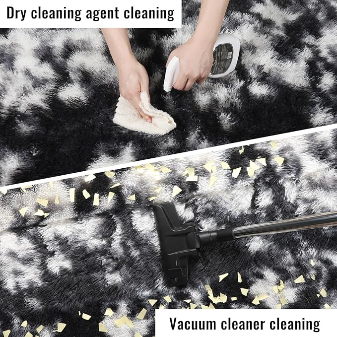 PAGISOFE Black White Grey Bedroom Rugs 4x6 Ft, Soft Fluffy Fuzzy Plush Indoor - Image 6