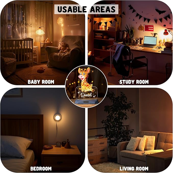 hun concept Personalized Kids Zebra Night Light – Custom Name LED Lamp - Image 9