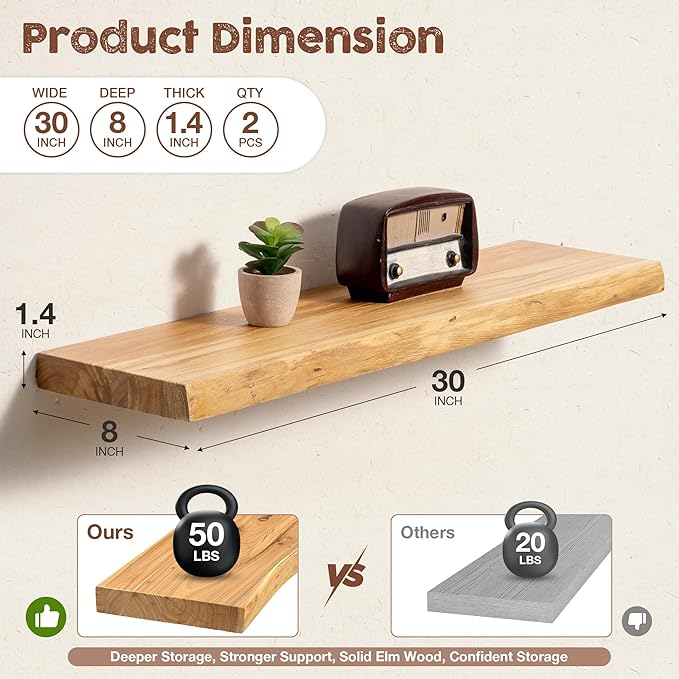 fuqing Live Edge Floating Shelves - Image 3