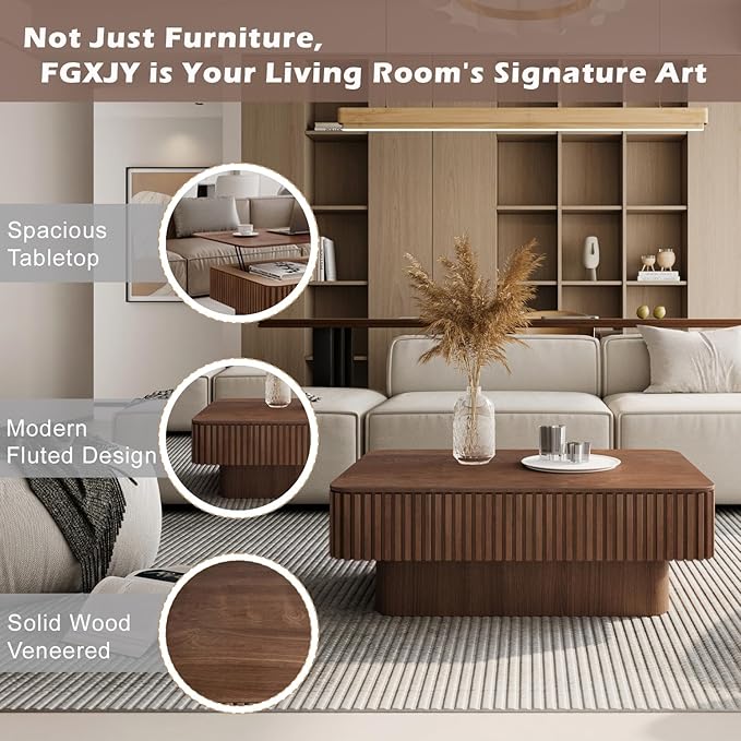 Lift Coffee Table with Storage & Adjustable Height, Solid Wood Coffee Table - Image 5