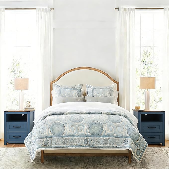 Blue Rustic Night Stand, Farmhouse End Table, Modern Bedside Table - Image 4