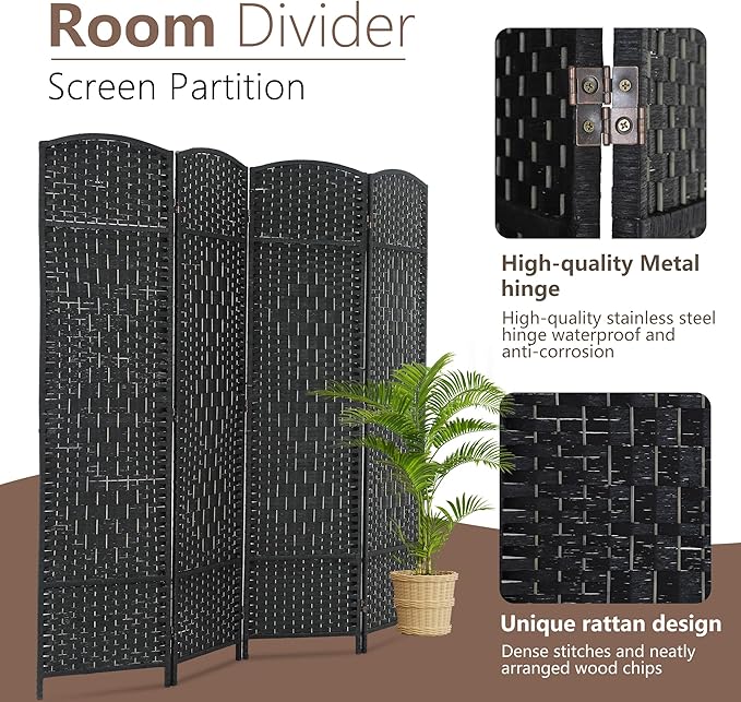 4 Panel Room Divider Folding Privacy Divider 6 Ft Indoor Wall Divider Portable - Image 3