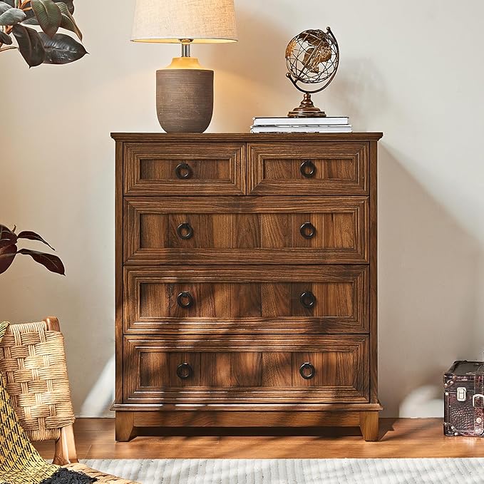 Farmhouse 5 Drawer Dresser for Bedroom, 33.2" Tall Small Dressers & Chest of - Image 5