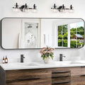 Bathroom Mirror, 60 x 24 inch Metal Framed Black Rectangle Mirror, Rounded by WelcometoCIVENO