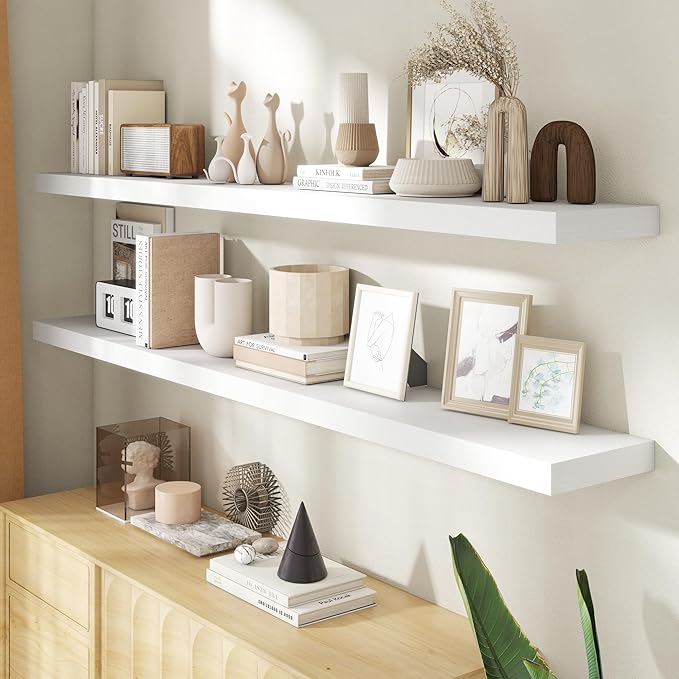 72 Inch Floating Shelves for Wall, 8 Inch Deep Floating Shelf for Storage & - Image 2