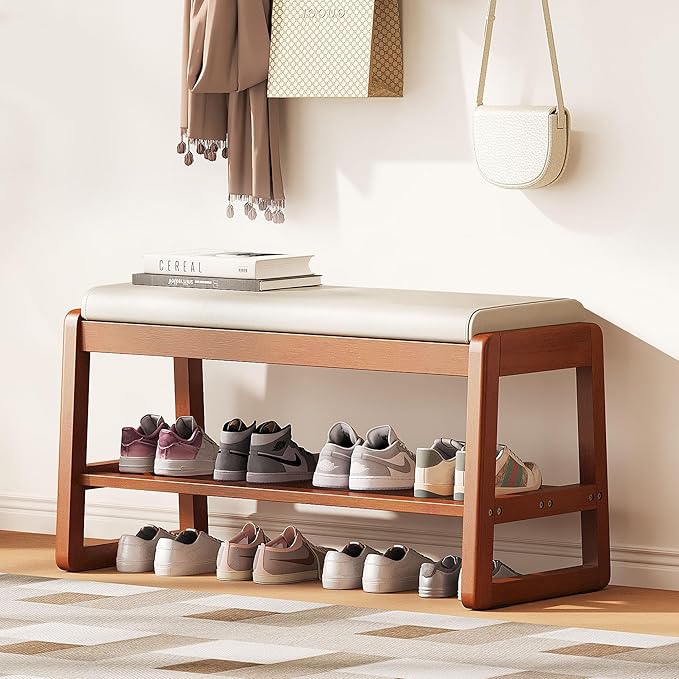 Shoe Bench Storage Rubberwood by PETKABOO
