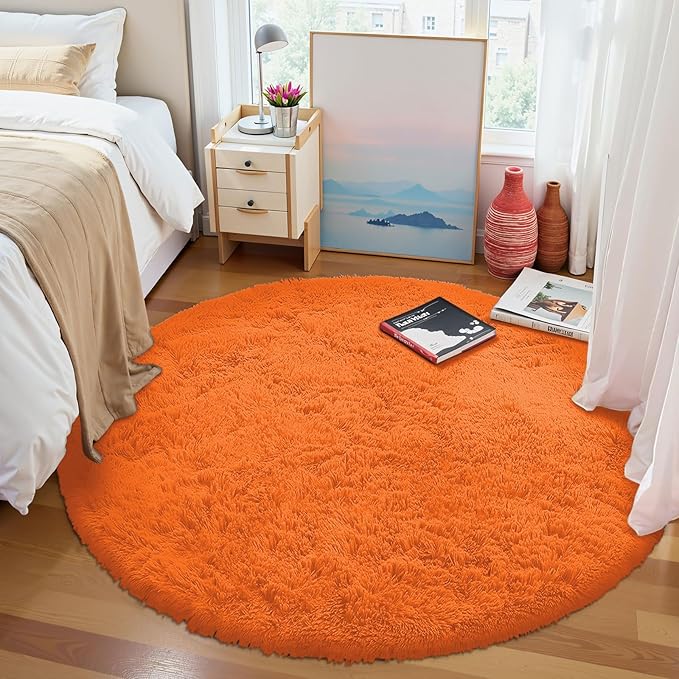 OLANLY Orange Round Rugs for Bedroom - Image 2